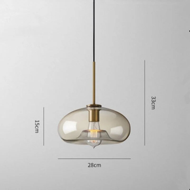 Pendant Lamp Cognac Glass Brass Finish Adjustable Cable