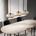 Pendant Lamp Cognac Glass Brass Finish Adjustable Cable