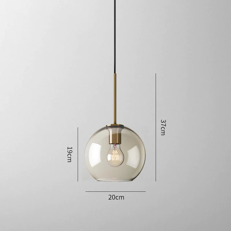 Pendant Lamp Cognac Glass Brass Finish Adjustable Cable
