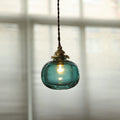 Pendant Lamp Copper Frame Glass Shade Adjustable Cord