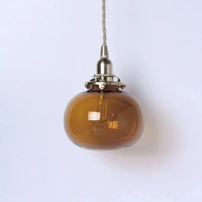 Pendant Lamp Copper Frame Glass Shade Adjustable Cord