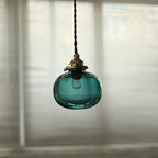 Pendant Lamp Copper Frame Glass Shade Adjustable Cord