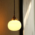 Pendant Lamp Copper Frame Glass Shade Adjustable Cord