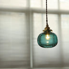 Pendant Lamp Copper Frame Glass Shade Adjustable Cord