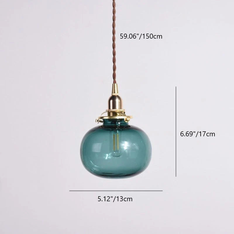 Pendant Lamp Copper Frame Glass Shade Adjustable Cord