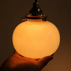 Pendant Lamp Copper Frame Glass Shade Adjustable Cord