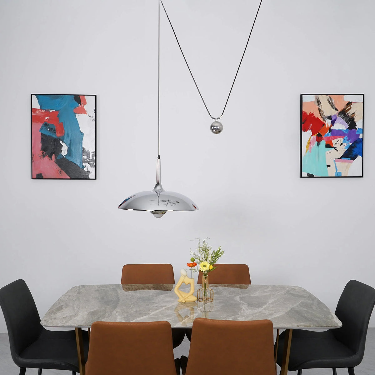 Pendant Lamp Counterweight Height Adjustable Chrome Or Gold