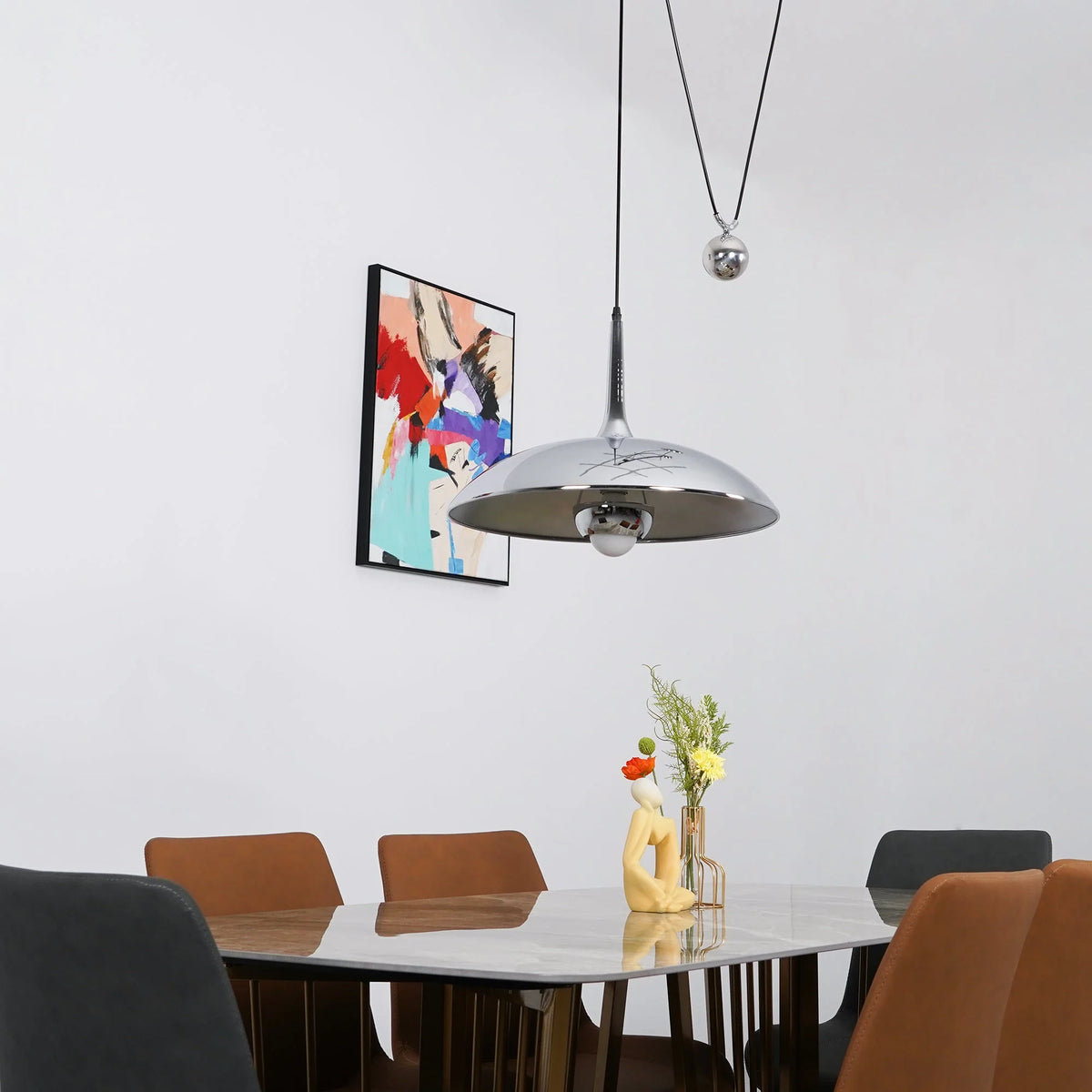 Pendant Lamp Counterweight Height Adjustable Chrome Or Gold