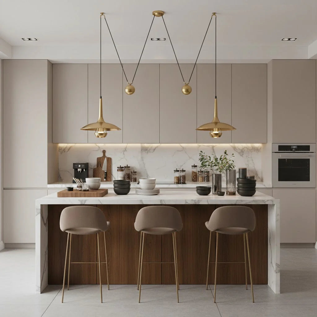 Pendant Lamp Counterweight Height Adjustable Chrome Or Gold