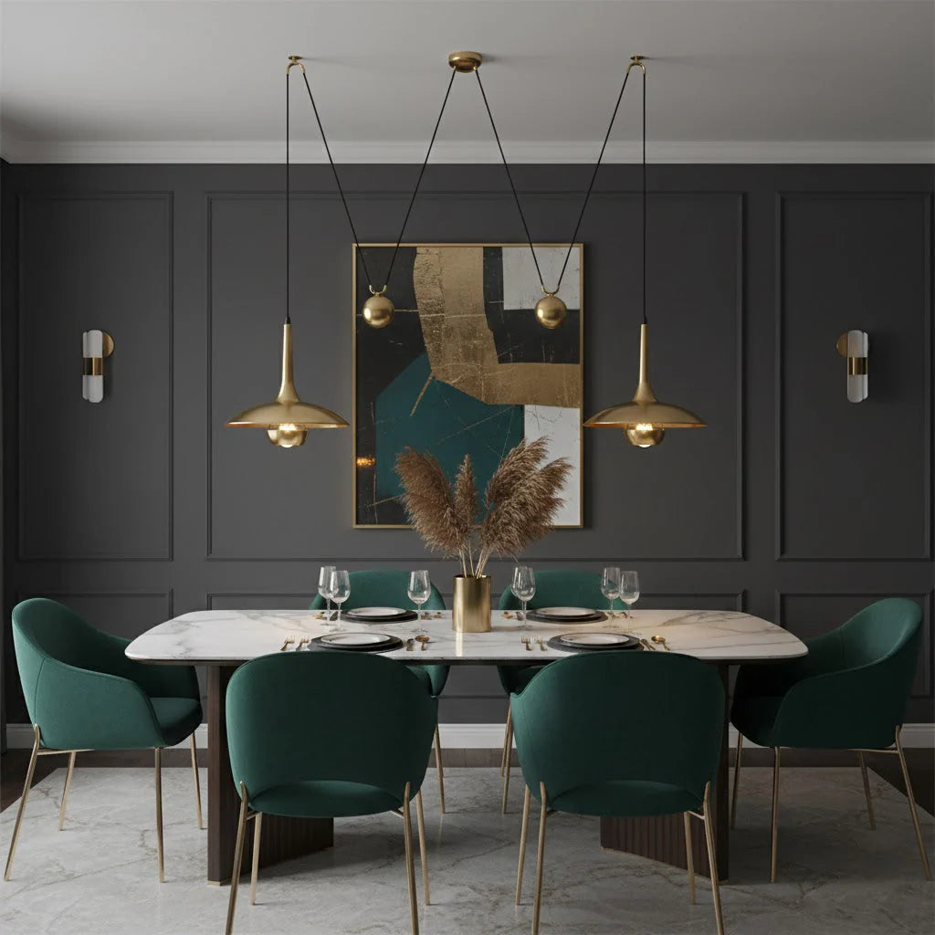 Pendant Lamp Counterweight Height Adjustable Chrome Or Gold