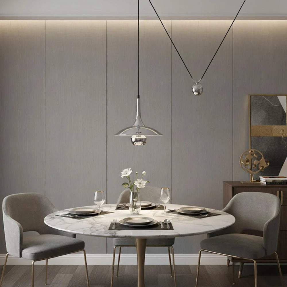 Pendant Lamp Counterweight Height Adjustable Chrome Or Gold