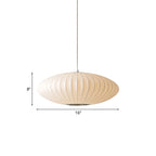Pendant Lamp Disc-Shaped White Fabric Adjustable Cord