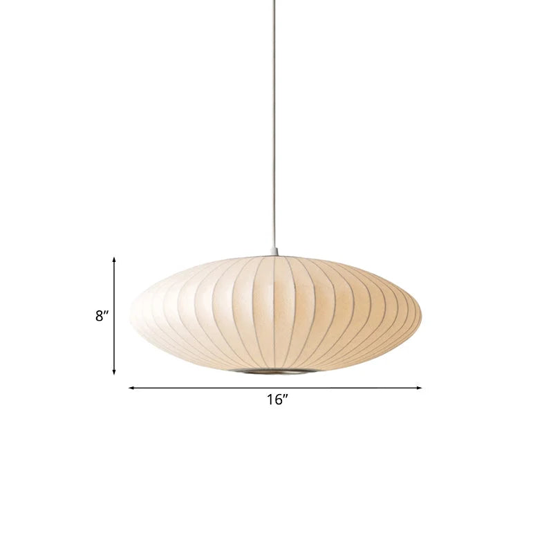 Pendant Lamp Disc-Shaped White Fabric Adjustable Cord