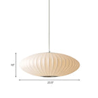 Pendant Lamp Disc-Shaped White Fabric Adjustable Cord