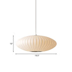 Pendant Lamp Disc-Shaped White Fabric Adjustable Cord