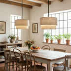 Pendant Lamp Double Linen Shade Push Button Dimmer