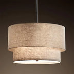 Pendant Lamp Double Linen Shade Push Button Dimmer