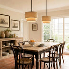 Pendant Lamp Double Linen Shade Push Button Dimmer
