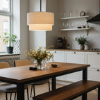Pendant Lamp Double Linen Shade Push Button Dimmer