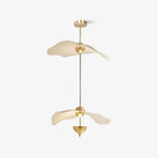 Pendant Lamp Double Opal Shade Gold Finish Integrated LED