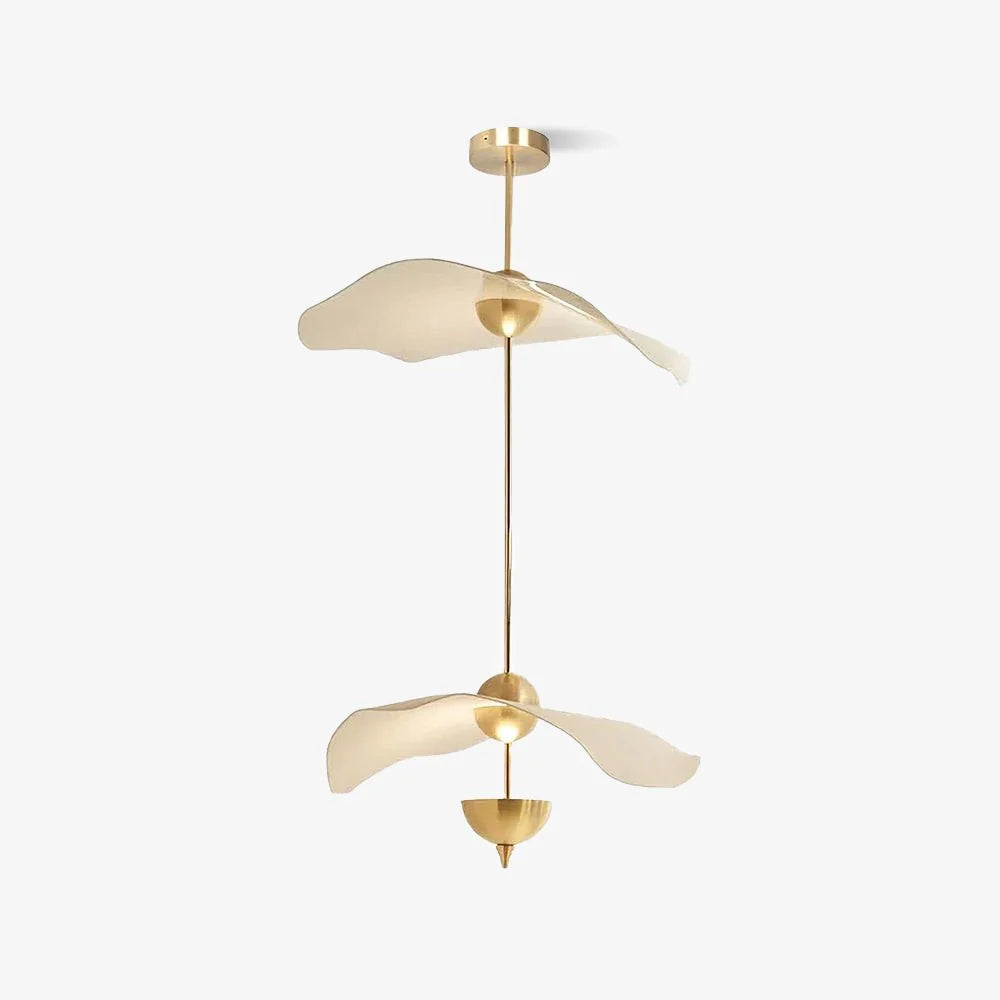 Pendant Lamp Double Opal Shade Gold Finish Integrated LED