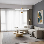 Pendant Lamp Double Opal Shade Gold Finish Integrated LED