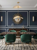 Pendant Lamp Double Opal Shade Gold Finish Integrated LED