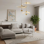 Pendant Lamp Double Opal Shade Gold Finish Integrated LED