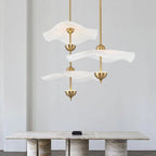 Pendant Lamp Double Opal Shade Gold Finish Integrated LED