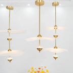 Pendant Lamp Double Opal Shade Gold Finish Integrated LED
