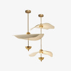 Pendant Lamp Double Opal Shade Gold Finish Integrated LED