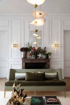 Pendant Lamp Double Opal Shade Gold Finish Integrated LED