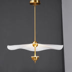 Pendant Lamp Double Opal Shade Gold Finish Integrated LED