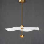 Pendant Lamp Double Opal Shade Gold Finish Integrated LED
