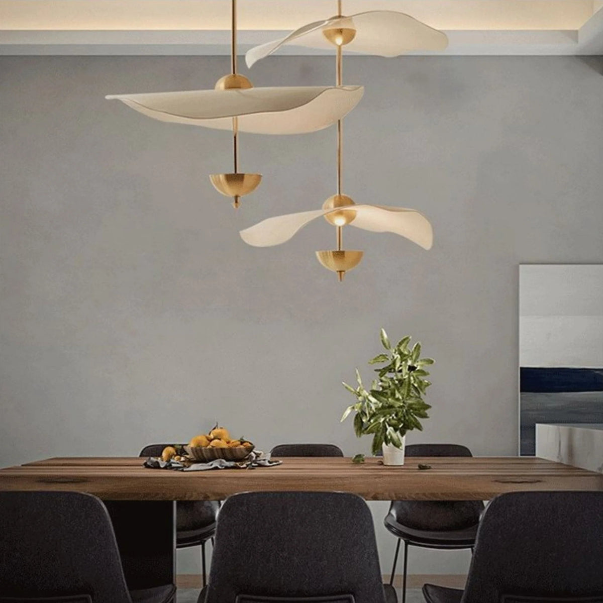 Pendant Lamp Double Opal Shade Gold Finish Integrated LED
