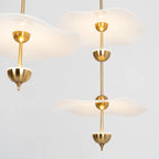 Pendant Lamp Double Opal Shade Gold Finish Integrated LED