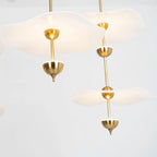 Pendant Lamp Double Opal Shade Gold Finish Integrated LED