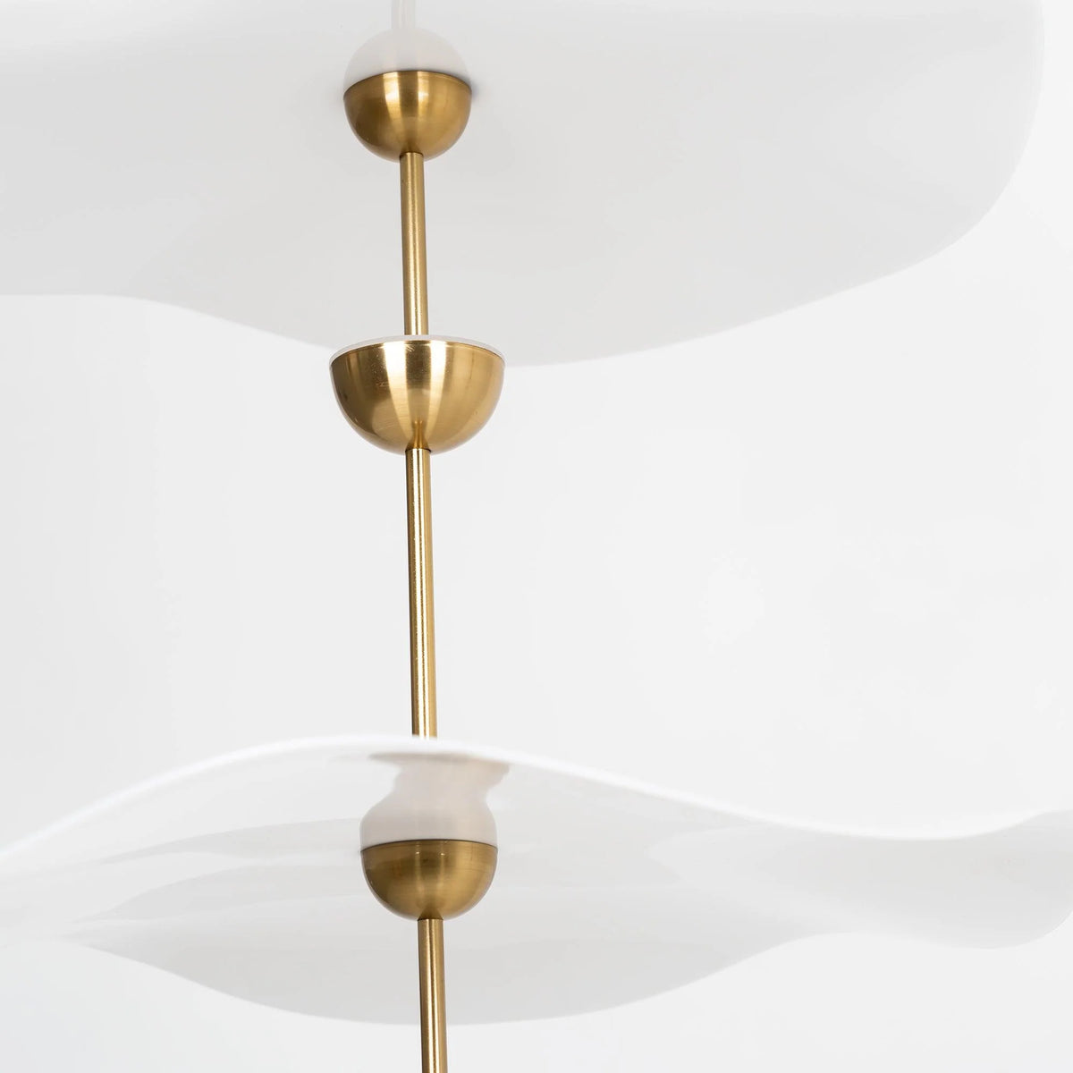 Pendant Lamp Double Opal Shade Gold Finish Integrated LED
