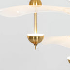 Pendant Lamp Double Opal Shade Gold Finish Integrated LED