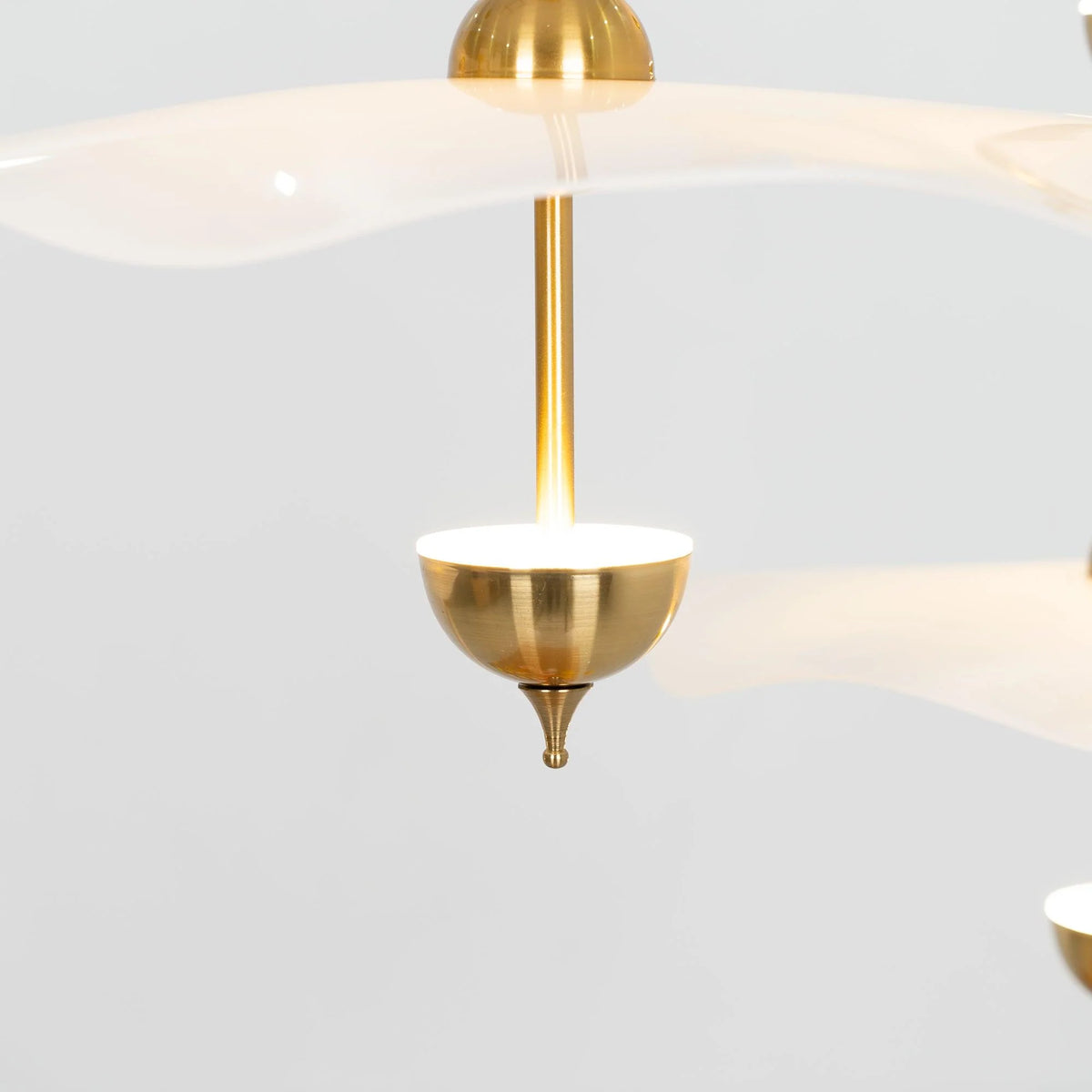 Pendant Lamp Double Opal Shade Gold Finish Integrated LED