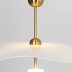 Pendant Lamp Double Opal Shade Gold Finish Integrated LED