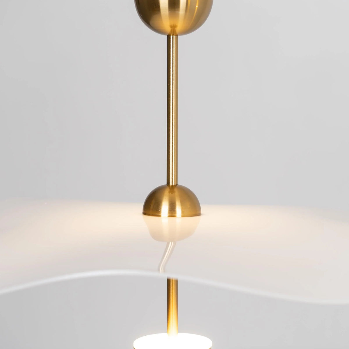Pendant Lamp Double Opal Shade Gold Finish Integrated LED