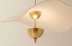 Pendant Lamp Double Opal Shade Gold Finish Integrated LED