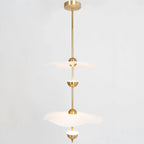 Pendant Lamp Double Opal Shade Gold Finish Integrated LED