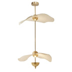 Pendant Lamp Double Opal Shade Gold Finish Integrated LED