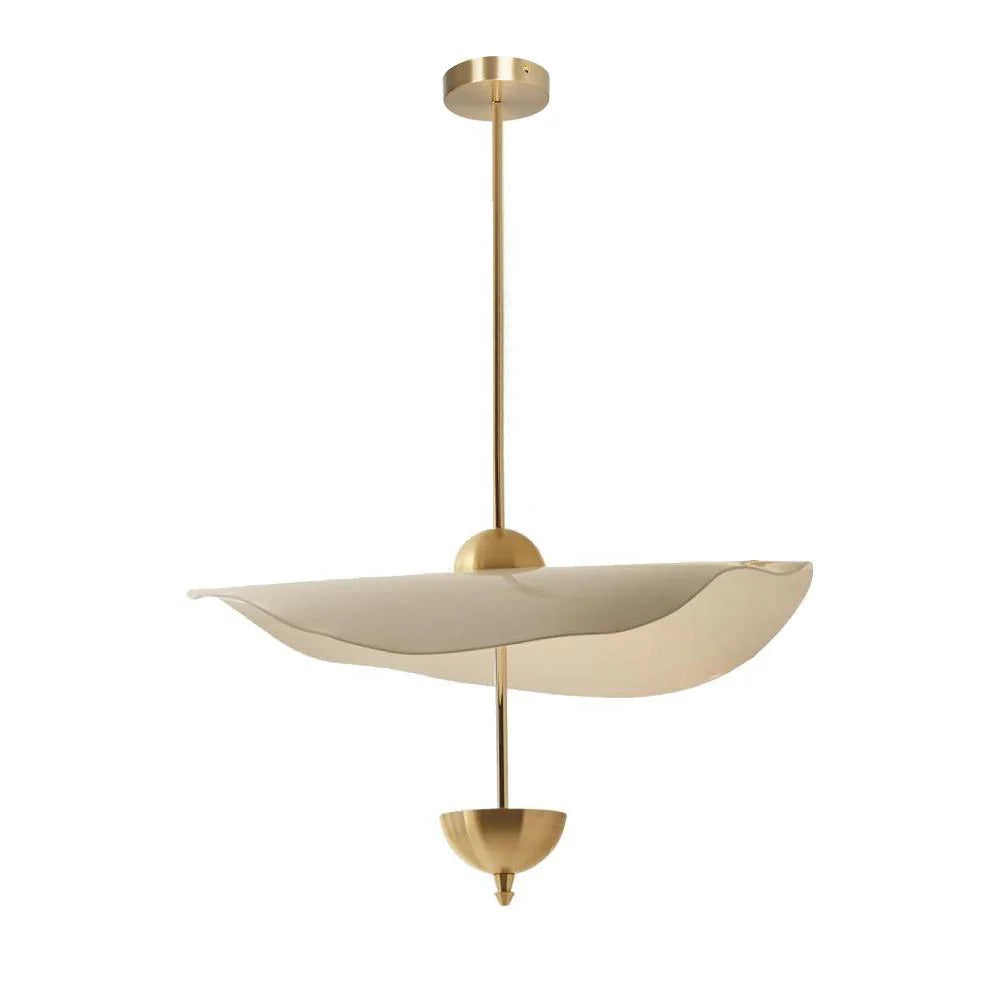 Pendant Lamp Double Opal Shade Gold Finish Integrated LED