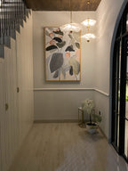 Pendant Lamp Double Opal Shade Gold Finish Integrated LED