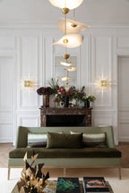 Pendant Lamp Double Opal Shade Gold Finish Integrated LED