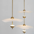 Pendant Lamp Double Opal Shade Gold Finish Integrated LED