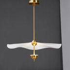 Pendant Lamp Double Opal Shade Gold Finish Integrated LED